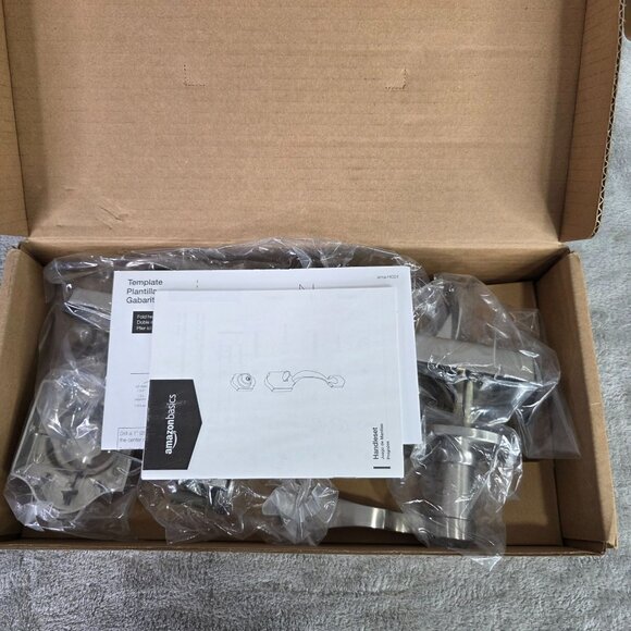 AMZ Basics Front Door Lock Set Handle Set Shelby Lever Level Handle Satin Nickel - Picture 10 of 11